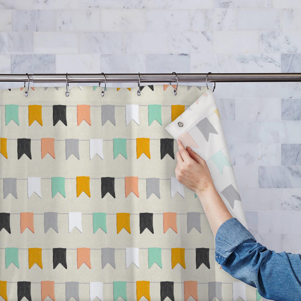 Hand Drawn Bunting Style Washable Waterproof Shower Curtain-Shower Curtains-CUR_SH_EL-IC 5015152 IC 5015152, Abstract Expressionism, Abstracts, Art and Paintings, Baby, Children, Flags, Geometric, Geometric Abstraction, Kids, Patterns, Semi Abstract, hand, drawn, bunting, style, washable, waterproof, shower, curtain, pattern, background, cute, abstract, art, backdrop, crayon, paper, party, rope, seamless, shape, simple, stencil, texture, trendy, wallpaper, artzfolio, shower curtain, bathroom curtain, eyelet