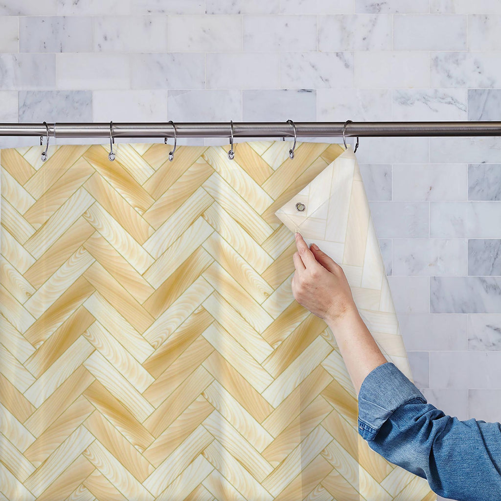 Wooden Floor Herringbone Parquet Washable Waterproof Shower Curtain-Shower Curtains-CUR_SH_EL-IC 5015154 IC 5015154, Black and White, Herringbone, Illustrations, Patterns, White, wooden, floor, parquet, washable, waterproof, shower, curtain, artzfolio, shower curtain, bathroom curtain, eyelet shower curtain, waterproof shower curtain, kids shower curtain, washable curtain, 7feet shower curtain, washroom curtain, set of 2 curtain, pvc shower curtain, designer shower curtain, shower curtain 6feet, bath curtai