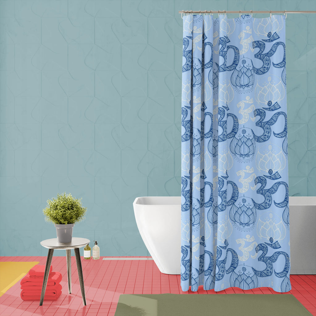 Hindu Religious Om Pattern Washable Waterproof Shower Curtain-Shower Curtains-CUR_SH_EL-IC 5015157 IC 5015157, Abstract Expressionism, Abstracts, Art and Paintings, Asian, Botanical, Buddhism, Culture, Ethnic, Floral, Flowers, God Buddha, God Shiv, Hinduism, Icons, Illustrations, Indian, Mandala, Nature, Patterns, Religion, Religious, Sanskrit, Semi Abstract, Signs, Signs and Symbols, Spiritual, Symbols, Traditional, Tribal, World Culture, hindu, om, pattern, washable, waterproof, shower, curtain, aum, shiv