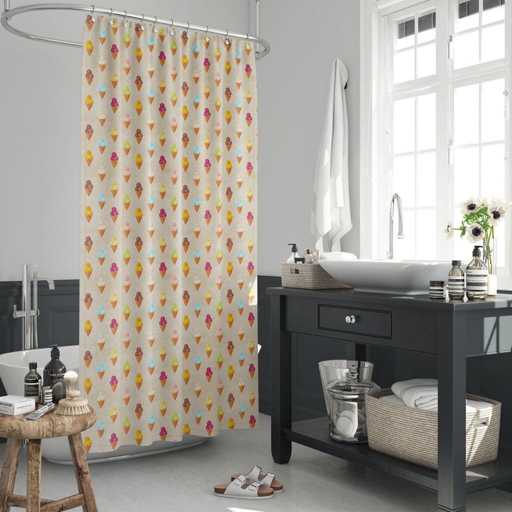 Watercolour Ice Cream Washable Waterproof Shower Curtain-Shower Curtains-CUR_SH_EL-IC 5015162 IC 5015162, Baby, Birthday, Children, Cuisine, Food, Food and Beverage, Food and Drink, Kids, Patterns, Seasons, Signs, Signs and Symbols, Watercolour, ice, cream, washable, waterproof, shower, curtain, pattern, watercolor, background, summer, texture, backdrop, cold, color, cone, delicious, design, dessert, drawn, flavor, hand, milk, paper, party, seamless, season, spring, sweet, taste, tasty, tooth, treat, waffle