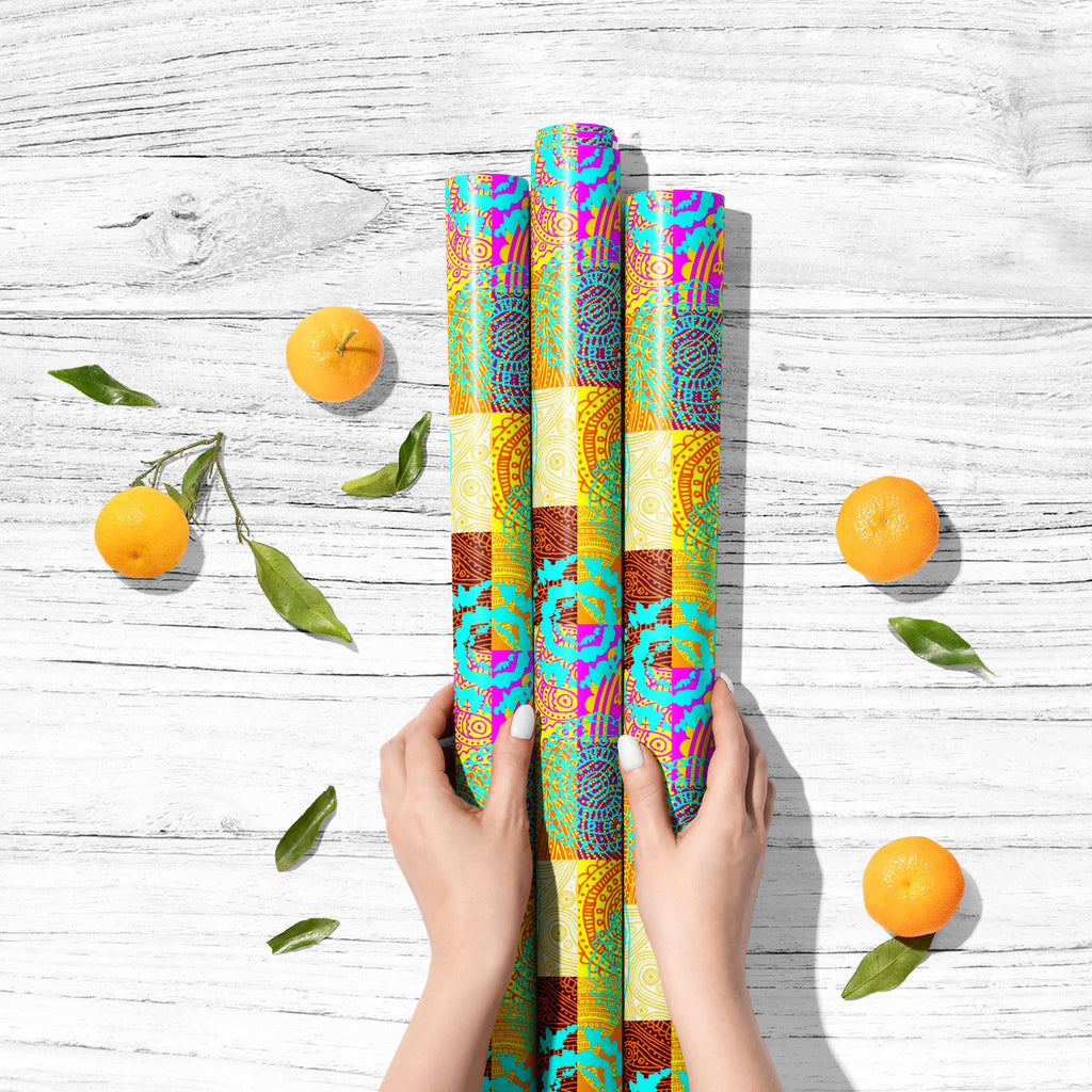 Colorful Patchwork Style Art & Craft Gift Wrapping Paper-Wrapping Papers-WRP_PP-IC 5015164 IC 5015164, Culture, Decorative, Ethnic, Illustrations, Indian, Paisley, Patterns, Traditional, Tribal, World Culture, colorful, patchwork, style, art, craft, gift, wrapping, paper, pattern, background, ornament, vector, bright, seamless, pink, square, texture, backdrop, cloth, continuity, curve, native, quilting, repeating, repetition, seam, wallpaper, yellow, artzfolio, wrapping paper, gift wrapping paper, gift wrap
