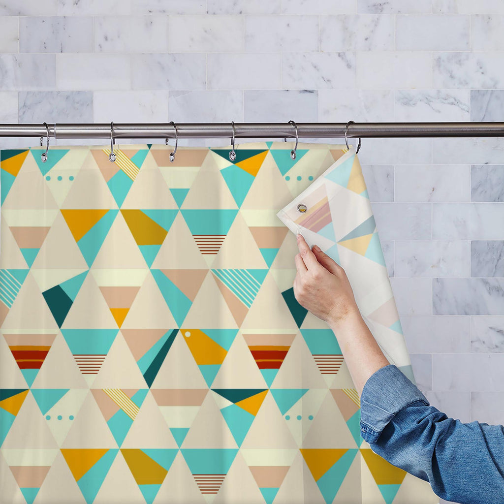Geometric Pattern D15 Washable Waterproof Shower Curtain-Shower Curtains-CUR_SH_EL-IC 5015187 IC 5015187, Abstract Expressionism, Abstracts, Ancient, Culture, Diamond, Ethnic, Folk Art, Geometric, Geometric Abstraction, Historical, Illustrations, Medieval, Patterns, Retro, Semi Abstract, Signs, Signs and Symbols, Traditional, Triangles, Tribal, Vintage, World Culture, pattern, d15, washable, waterproof, shower, curtain, seamless, twill, argyle, cute, fabric, folk, repeating, triangle, abstract, backdrop, ba