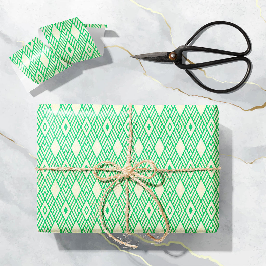 Green Geometric Art & Craft Gift Wrapping Paper-Wrapping Papers-WRP_PP-IC 5015195 IC 5015195, Aztec, Christianity, Culture, Diamond, Ethnic, Folk Art, Geometric, Geometric Abstraction, Ikat, Patterns, Scandinavian, Traditional, Tribal, Wedding, World Culture, green, art, craft, gift, wrapping, paper, pattern, seamless, argyle, backdrop, background, beige, christmas, folk, pale, patter, rhombus, simple, subtle, texture, winter, x-mas, artzfolio, wrapping paper, gift wrapping paper, gift wrapping, birthday wr