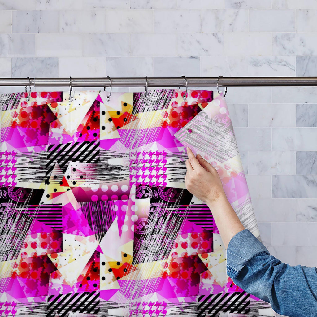 Grunge Cubism Pattern Washable Waterproof Shower Curtain-Shower Curtains-CUR_SH_EL-IC 5015198 IC 5015198, Cubism, Geometric, Geometric Abstraction, Illustrations, Patterns, Triangles, grunge, pattern, washable, waterproof, shower, curtain, vector, wallpaper, backdrop, background, continuity, curve, doodles, magenta, pink, repeating, repetition, seam, seamless, square, style, texture, transparency, triangle, artzfolio, shower curtain, bathroom curtain, eyelet shower curtain, waterproof shower curtain, kids s