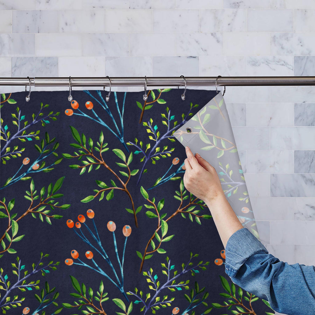 Floral Botanical Pattern D1 Washable Waterproof Shower Curtain-Shower Curtains-CUR_SH_EL-IC 5015209 IC 5015209, Ancient, Art and Paintings, Botanical, Floral, Flowers, Historical, Illustrations, Medieval, Nature, Patterns, Retro, Seasons, Vintage, Watercolour, pattern, d1, washable, waterproof, shower, curtain, winter, art, autumn, backdrop, background, beautiful, berries, branch, classic, drawn, dry, fall, fern, field, forest, garden, green, hand, herbal, herbarium, herbs, illustration, leaf, paint, paper,