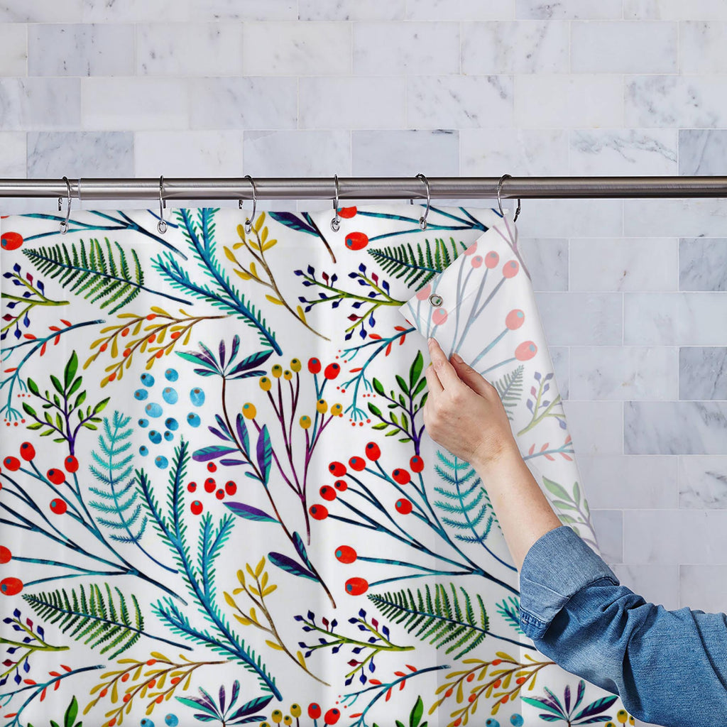 Floral Botanical Pattern D6 Washable Waterproof Shower Curtain-Shower Curtains-CUR_SH_EL-IC 5015214 IC 5015214, Ancient, Art and Paintings, Botanical, Floral, Flowers, Historical, Illustrations, Medieval, Nature, Patterns, Retro, Seasons, Vintage, Watercolour, pattern, d6, washable, waterproof, shower, curtain, watercolor, illustration, winter, texture, autumn, seamless, fern, background, fall, wild, backdrop, garden, hand, art, forest, green, herbarium, leaf, paper, season, trendy, wallpaper, beautiful, be