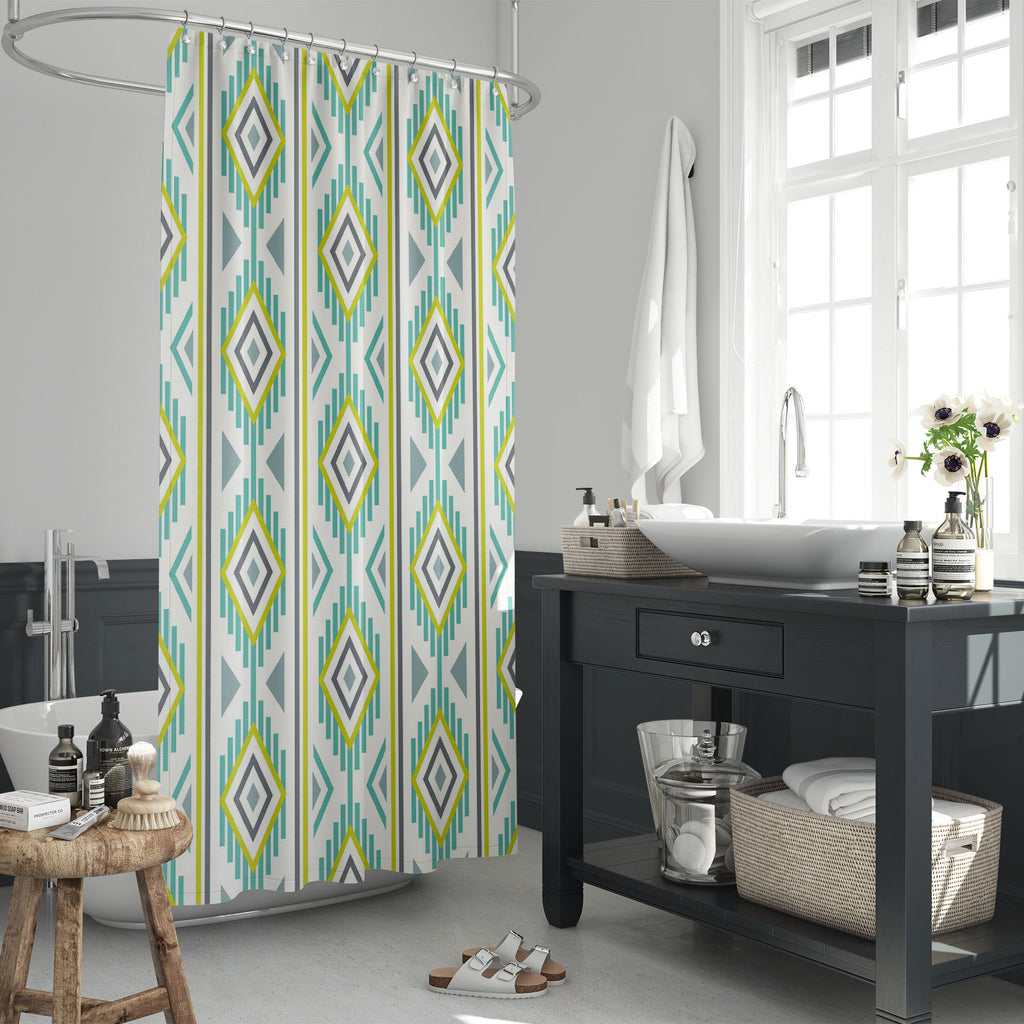Geometric Ikat Washable Waterproof Shower Curtain-Shower Curtains-CUR_SH_EL-IC 5015218 IC 5015218, Art and Paintings, Aztec, Bohemian, Chevron, Culture, Ethnic, Geometric, Geometric Abstraction, Ikat, Illustrations, Modern Art, Patterns, Signs, Signs and Symbols, Traditional, Triangles, Tribal, World Culture, washable, waterproof, shower, curtain, pattern, design, mint, modern, seamless, art, backdrop, background, beige, boho, colorful, element, fabric, grey, lines, paper, repeating, style, texture, trendy,