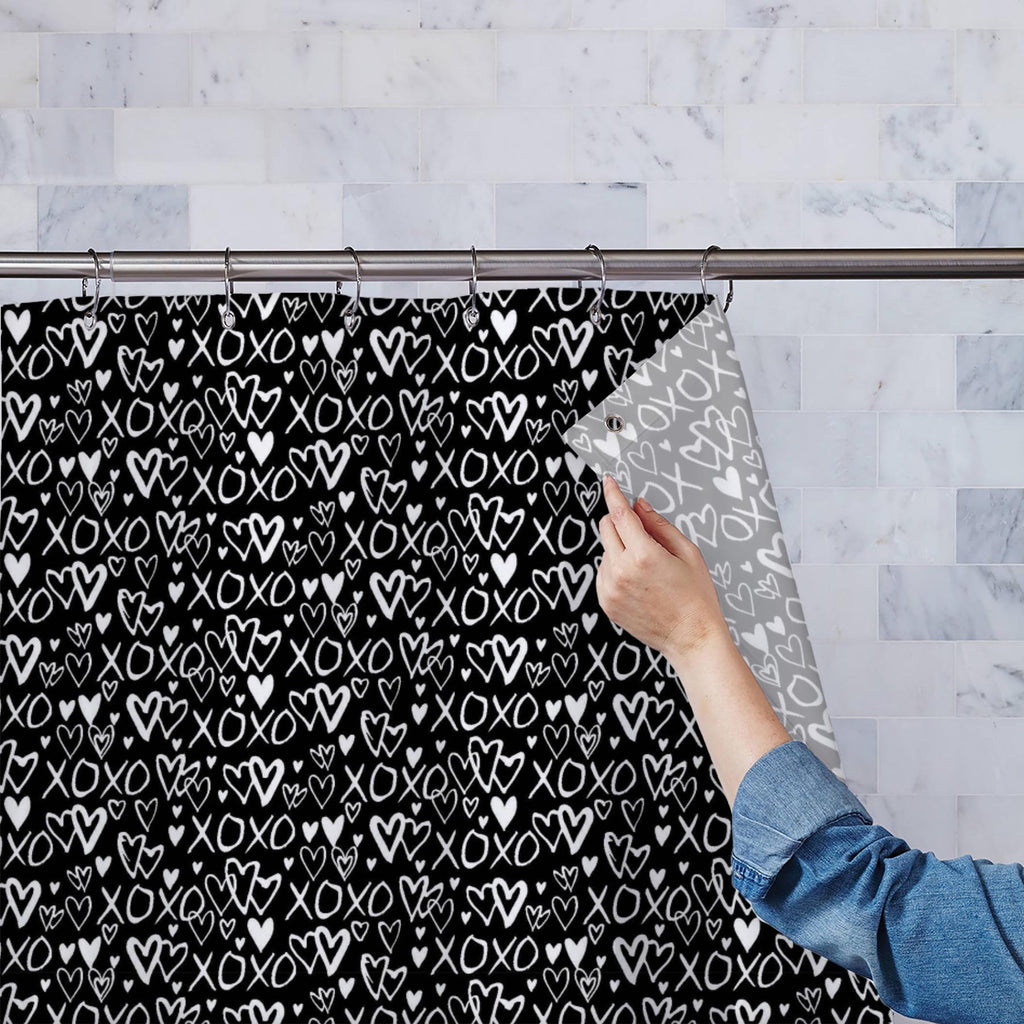 Monochrome Heart Washable Waterproof Shower Curtain-Shower Curtains-CUR_SH_EL-IC 5015226 IC 5015226, Art and Paintings, Black, Black and White, Hearts, Illustrations, Love, Patterns, Wedding, White, monochrome, heart, washable, waterproof, shower, curtain, artzfolio, shower curtain, bathroom curtain, eyelet shower curtain, waterproof shower curtain, kids shower curtain, washable curtain, 7feet shower curtain, washroom curtain, set of 2 curtain, pvc shower curtain, designer shower curtain, shower curtain 6fe