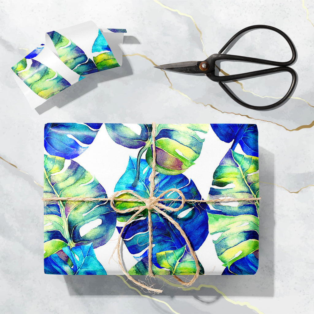 Watercolor Floral Leaves D2 Art & Craft Gift Wrapping Paper-Wrapping Papers-WRP_PP-IC 5015240 IC 5015240, Abstract Expressionism, Abstracts, Ancient, Art and Paintings, Botanical, Drawing, Fashion, Floral, Flowers, Hawaiian, Historical, Illustrations, Medieval, Nature, Paintings, Patterns, Retro, Scenic, Semi Abstract, Signs, Signs and Symbols, Tropical, Vintage, Watercolour, watercolor, leaves, d2, art, craft, gift, wrapping, paper, blue, indigo, aloha, caribbean, jungle, pattern, summer, tropicana, turquo
