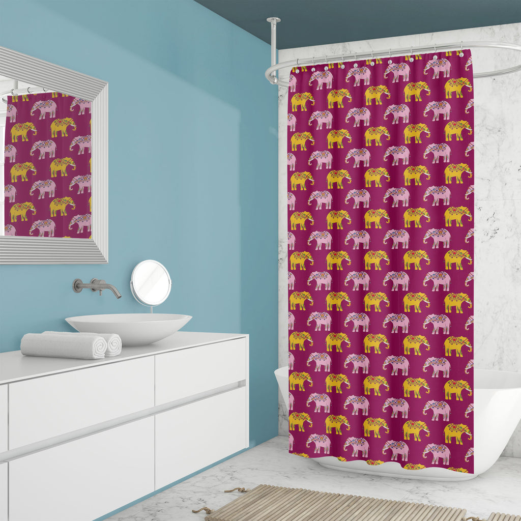 Indian Elephant Festival, Jaipur Washable Waterproof Shower Curtain-Shower Curtains-CUR_SH_EL-IC 5015246 IC 5015246, Abstract Expressionism, Abstracts, Animals, Books, Botanical, Decorative, Festivals, Festivals and Occasions, Festive, Floral, Flowers, God Ganesh, Illustrations, Indian, Nature, Patterns, Semi Abstract, Signs, Signs and Symbols, elephant, festival, jaipur, washable, waterproof, shower, curtain, silhouette, abstract, animal, backdrop, background, beautiful, card, celebrate, celebration, color