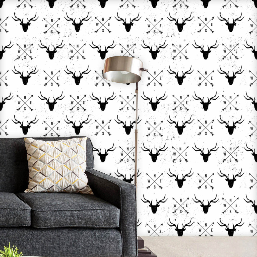 Deer Head and Arrows Wallpaper Roll-Wallpapers Peel & Stick-WAL_PA-IC 5015248 IC 5015248, Abstract Expressionism, Abstracts, Ancient, Animals, Arrows, Black, Black and White, Culture, Digital, Digital Art, Ethnic, Graphic, Hipster, Historical, Illustrations, Medieval, Modern Art, Patterns, Retro, Semi Abstract, Signs, Signs and Symbols, Symbols, Traditional, Tribal, Vintage, Wildlife, World Culture, deer, head, and, wallpaper, roll, pattern, moose, seamless, background, west, wild, arrow, design, animal, an
