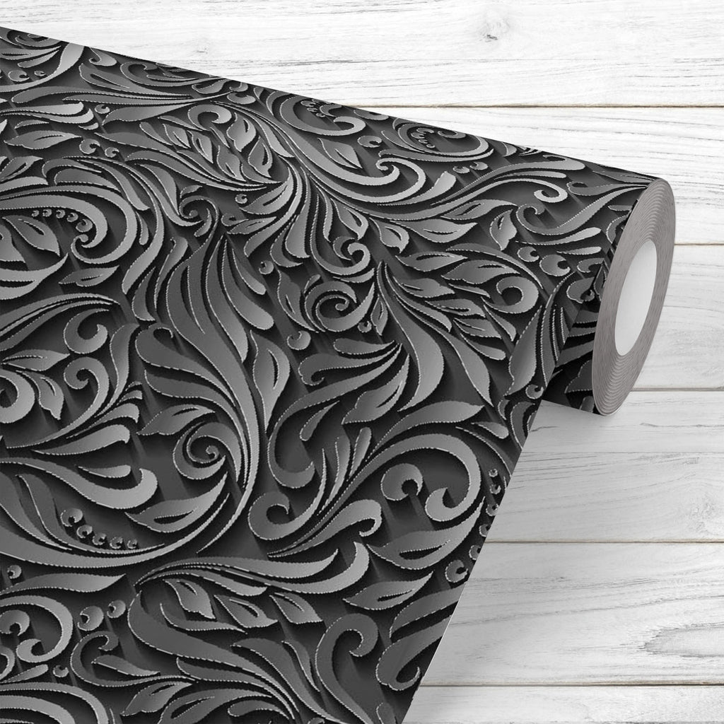Abstract Black Floral Vine Pattern D1 Wallpaper Roll - Wallpapers Peel & Stick - ArtzFolio.com