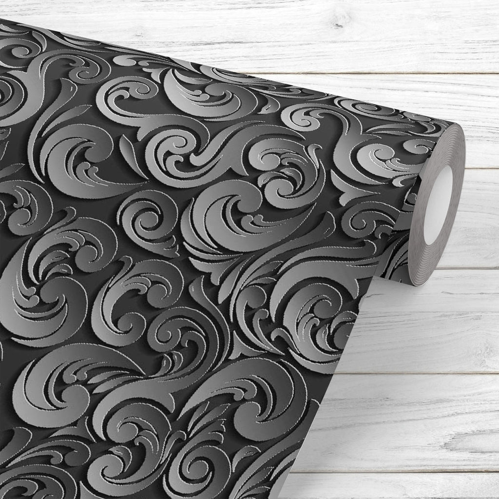 Abstract Black Floral Pattern Wallpaper Roll - Wallpapers Peel & Stick - ArtzFolio.com