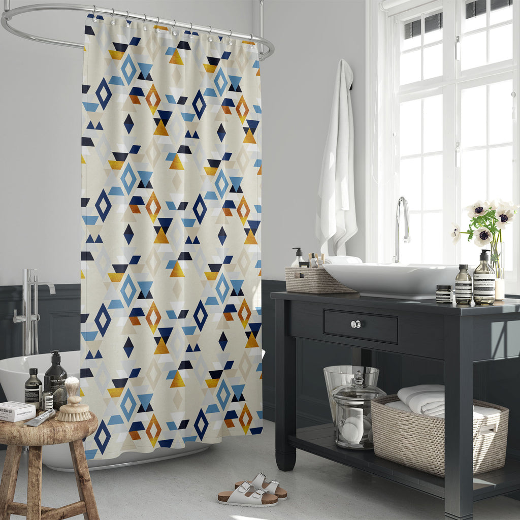 Geometric Pattern D18 Washable Waterproof Shower Curtain-Shower Curtains-CUR_SH_EL-IC 5015278 IC 5015278, Ancient, Art and Paintings, Baby, Birthday, Children, Geometric, Geometric Abstraction, Historical, Ikat, Kids, Medieval, Nautical, Patterns, Retro, Signs, Signs and Symbols, Triangles, Vintage, pattern, d18, washable, waterproof, shower, curtain, gold, blue, navy, seamless, background, design, texture, antique, candy, delicate, pale, party, triangle, argyle, art, backdrop, beige, circus, colorful, cute