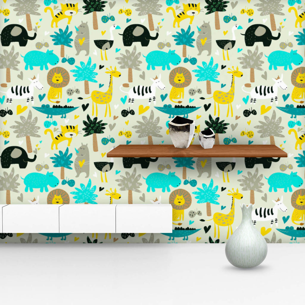 Cartoon African Animals Wallpaper Roll-Wallpapers Peel & Stick-WAL_PA-IC 5015299 IC 5015299, African, Animals, Animated Cartoons, Art and Paintings, Baby, Books, Botanical, Caricature, Cartoons, Children, Education, Floral, Flowers, Hearts, Illustrations, Kids, Love, Nature, Patterns, Schools, Typography, Universities, cartoon, wallpaper, roll, wall, art, pattern, africa, doodle, flower, lion, seamless, tiger, animal, background, cute, hippo, rhino, rhinoceros, stylish, vector, zebra, alligator, banner, boo