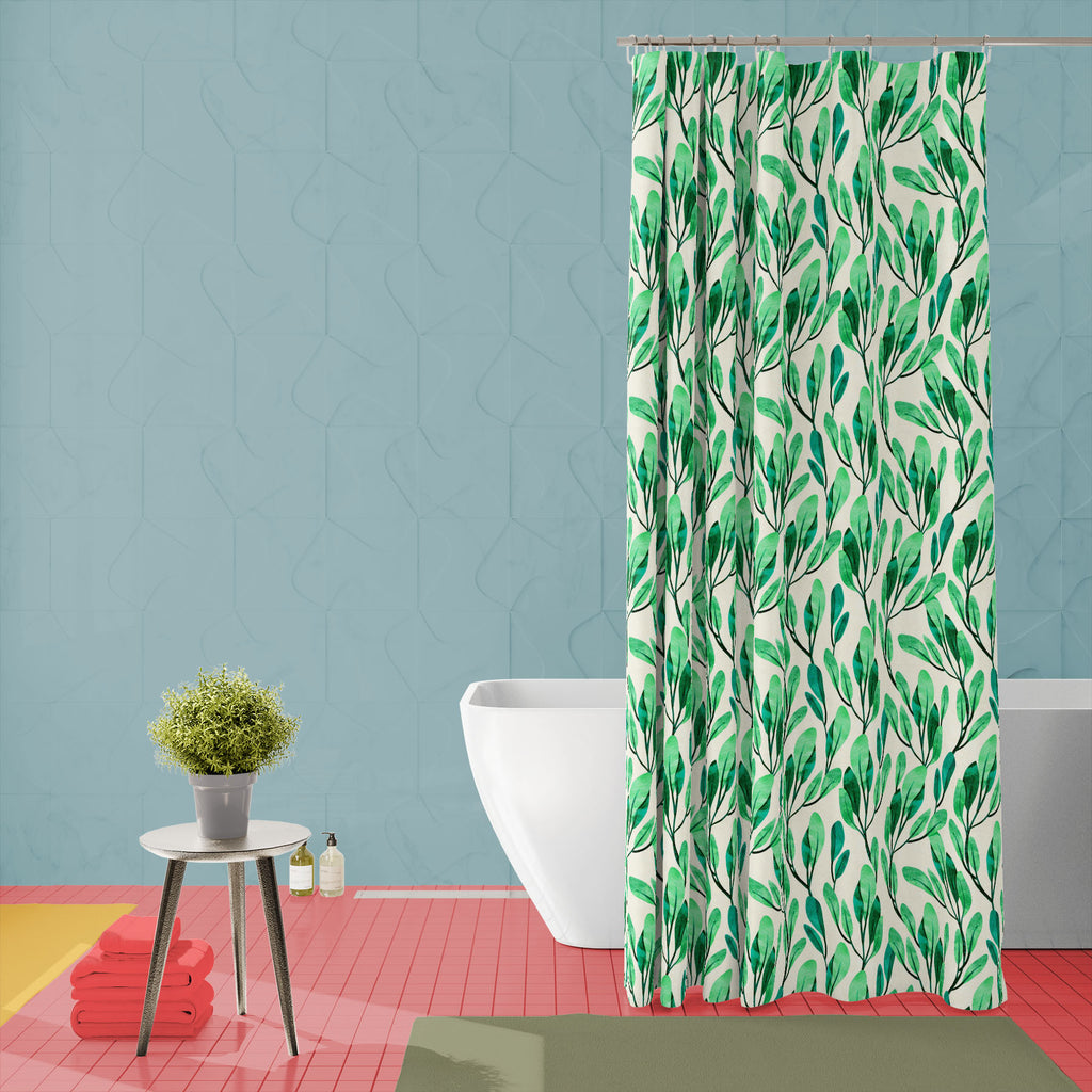Green Leaves D2 Washable Waterproof Shower Curtain-Shower Curtains-CUR_SH_EL-IC 5015307 IC 5015307, Botanical, Floral, Flowers, Nature, Patterns, Watercolour, green, leaves, d2, washable, waterproof, shower, curtain, artzfolio, shower curtain, bathroom curtain, eyelet shower curtain, waterproof shower curtain, kids shower curtain, washable curtain, 7feet shower curtain, washroom curtain, set of 2 curtain, pvc shower curtain, designer shower curtain, shower curtain 6feet, bath curtain, polyester shower curta