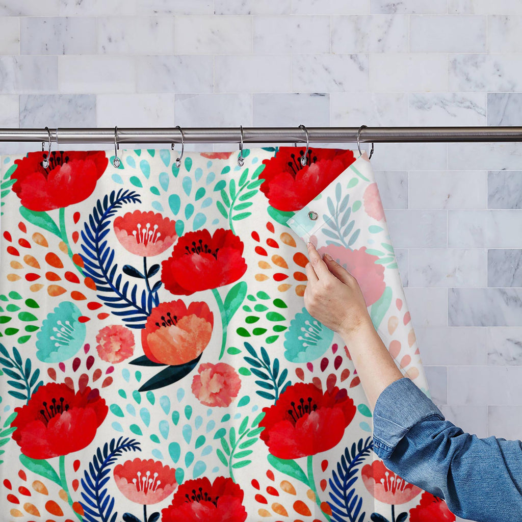 Watercolor Botanical Art Washable Waterproof Shower Curtain-Shower Curtains-CUR_SH_EL-IC 5015313 IC 5015313, Ancient, Art and Paintings, Botanical, Floral, Flowers, Historical, Illustrations, Medieval, Nature, Patterns, Retro, Seasons, Vintage, Watercolour, watercolor, art, washable, waterproof, shower, curtain, pattern, background, winter, seamless, trendy, paint, peony, texture, hand, autumn, fall, drawn, fern, forest, green, leaf, poppy, wallpaper, classic, paper, ranunculus, backdrop, beautiful, berries