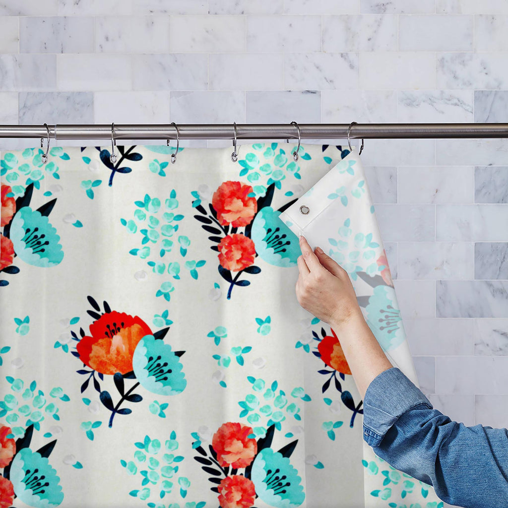 Red Blue Flowers Washable Waterproof Shower Curtain-Shower Curtains-CUR_SH_EL-IC 5015316 IC 5015316, Ancient, Art and Paintings, Botanical, Floral, Flowers, Historical, Illustrations, Medieval, Nature, Patterns, Retro, Seasons, Vintage, Watercolour, red, blue, washable, waterproof, shower, curtain, background, fall, watercolor, art, autumn, backdrop, beautiful, berries, branch, classic, drawn, dry, fern, field, forest, garden, green, hand, herbal, herbarium, herbs, illustration, leaf, paint, paper, pattern,