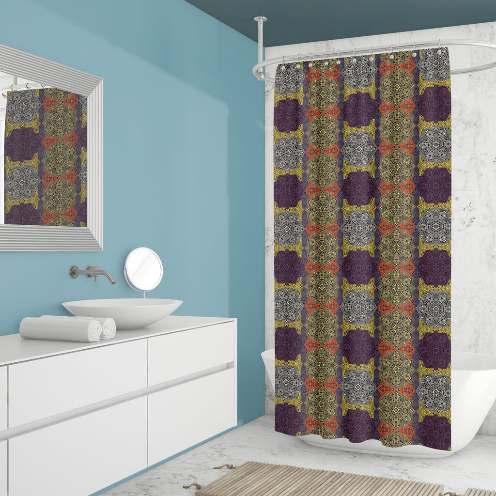 Ethnic Vintage Pattern D1 Washable Waterproof Shower Curtain-Shower Curtains-CUR_SH_EL-IC 5015333 IC 5015333, Abstract Expressionism, Abstracts, Allah, Ancient, Arabic, Art and Paintings, Asian, Botanical, Circle, Culture, Decorative, Digital, Digital Art, Drawing, Ethnic, Floral, Flowers, Geometric Abstraction, Graphic, Historical, Illustrations, Indian, Islam, Medieval, Nature, Patterns, Retro, Semi Abstract, Signs, Signs and Symbols, Symbols, Traditional, Tribal, Turkish, Vintage, World Culture, pattern,
