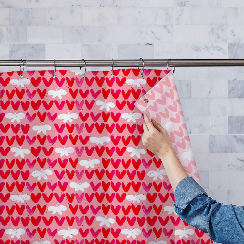 Watercolor Hearts and Butterflies Washable Waterproof Shower Curtain-Shower Curtains-CUR_SH_EL-IC 5015338 IC 5015338, Abstract Expressionism, Abstracts, Art and Paintings, Hearts, Love, Patterns, Romance, Semi Abstract, Watercolour, Wedding, watercolor, and, butterflies, washable, waterproof, shower, curtain, abstract, art, background, bright, card, color, decoration, element, heart, paper, pattern, pink, red, seamless, shape, texture, valentine, wallpaper, artzfolio, shower curtain, bathroom curtain, eyele