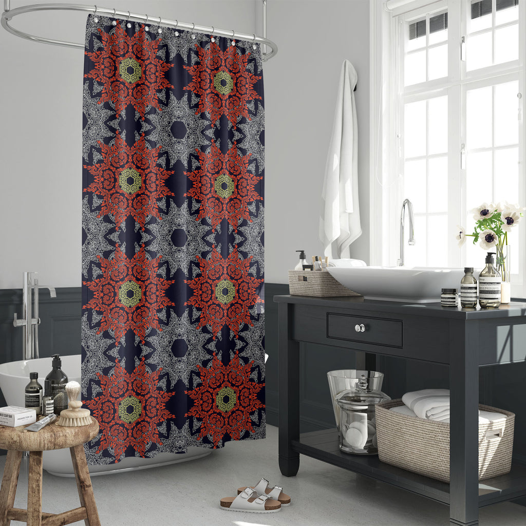 Vintage Ethnic Motif D1 Washable Waterproof Shower Curtain-Shower Curtains-CUR_SH_EL-IC 5015347 IC 5015347, Abstract Expressionism, Abstracts, Allah, Ancient, Arabic, Art and Paintings, Asian, Botanical, Circle, Culture, Decorative, Digital, Digital Art, Drawing, Ethnic, Floral, Flowers, Geometric Abstraction, Graphic, Historical, Illustrations, Indian, Islam, Medieval, Nature, Patterns, Retro, Semi Abstract, Signs, Signs and Symbols, Symbols, Traditional, Tribal, Turkish, Vintage, World Culture, motif, d1,