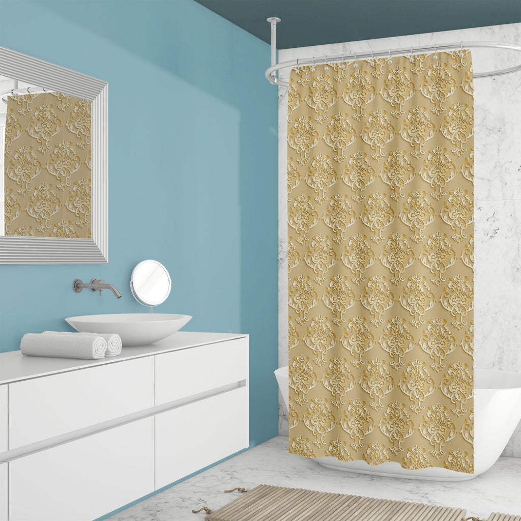 Luxury Damask Pattern D1 Washable Waterproof Shower Curtain-Shower Curtains-CUR_SH_EL-IC 5015360 IC 5015360, 3D, Ancient, Baroque, Black and White, Botanical, Damask, Decorative, Floral, Flowers, Historical, Illustrations, Medieval, Nature, Patterns, Pets, Retro, Rococo, Signs, Signs and Symbols, Victorian, Vintage, White, luxury, pattern, d1, washable, waterproof, shower, curtain, wallpaper, paper, wall, design, flower, ornament, seamless, vector, antique, backdrop, background, blue, carpet, classic, class