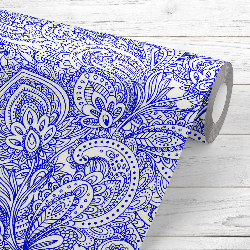 Blue Vintage Floral Leaves Wallpaper Roll-Wallpapers Peel & Stick-WAL_PA-IC 5015386 IC 5015386, Abstract Expressionism, Abstracts, African, Allah, Ancient, Arabic, Art and Paintings, Aztec, Baroque, Botanical, Culture, Ethnic, Festivals and Occasions, Festive, Floral, Flowers, Historical, Illustrations, Indian, Islam, Medieval, Mexican, Nature, Paisley, Patterns, Persian, Retro, Rococo, Semi Abstract, Signs, Signs and Symbols, Traditional, Tribal, Vintage, World Culture, blue, leaves, wallpaper, roll, seaml