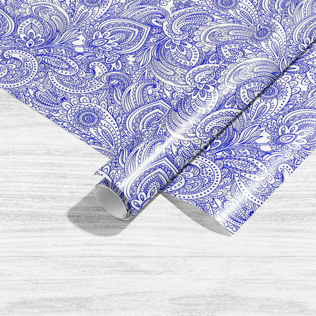 Blue Vintage Floral Leaves Art & Craft Gift Wrapping Paper-Wrapping Papers-WRP_PP-IC 5015386 IC 5015386, Abstract Expressionism, Abstracts, African, Allah, Ancient, Arabic, Art and Paintings, Aztec, Baroque, Botanical, Culture, Ethnic, Festivals and Occasions, Festive, Floral, Flowers, Historical, Illustrations, Indian, Islam, Medieval, Mexican, Nature, Paisley, Patterns, Persian, Retro, Rococo, Semi Abstract, Signs, Signs and Symbols, Traditional, Tribal, Vintage, World Culture, blue, leaves, art, craft, g
