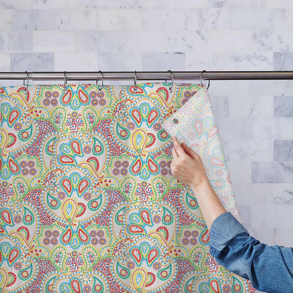 Boho Paisley Art Washable Waterproof Shower Curtain-Shower Curtains-CUR_SH_EL-IC 5015387 IC 5015387, Abstract Expressionism, Abstracts, Ancient, Art and Paintings, Asian, Black and White, Botanical, Culture, Decorative, Drawing, Ethnic, Fashion, Floral, Flowers, Historical, Illustrations, Indian, Medieval, Nature, Paisley, Patterns, Semi Abstract, Signs, Signs and Symbols, Traditional, Tribal, Vintage, White, World Culture, boho, art, washable, waterproof, shower, curtain, seamless, pattern, brocade, abstra