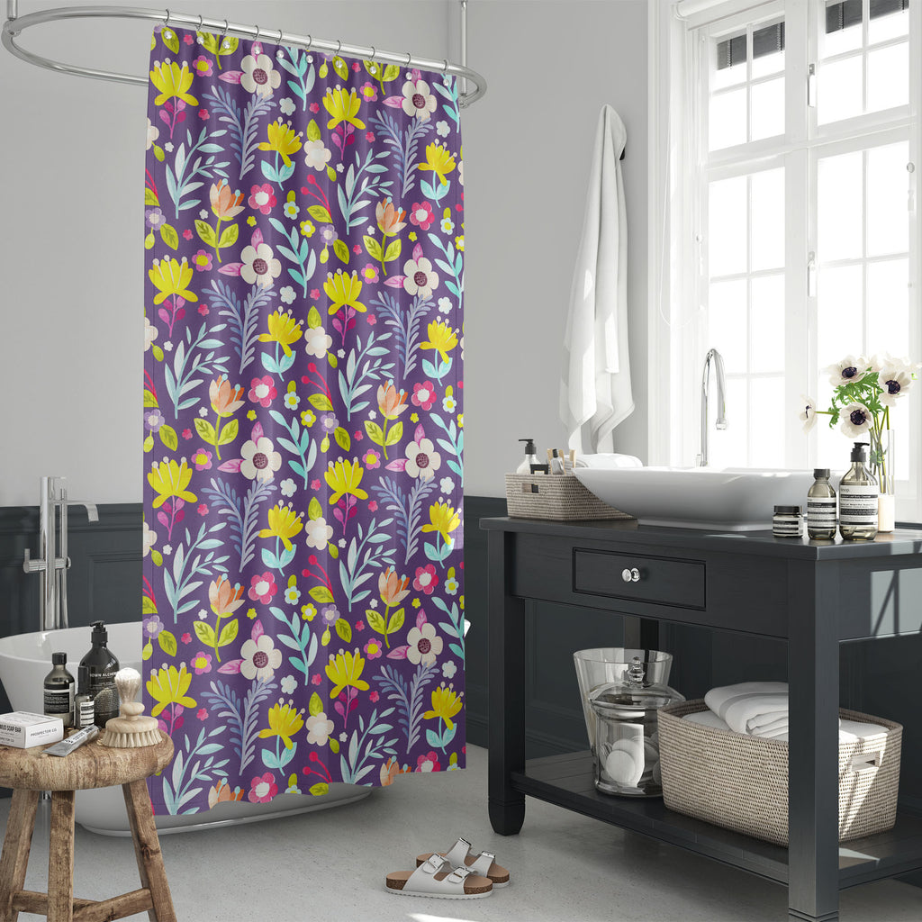 Colorful Flowers D3 Washable Waterproof Shower Curtain-Shower Curtains-CUR_SH_EL-IC 5015396 IC 5015396, Ancient, Art and Paintings, Botanical, Floral, Flowers, Historical, Illustrations, Medieval, Nature, Patterns, Retro, Seasons, Vintage, Watercolour, colorful, d3, washable, waterproof, shower, curtain, pattern, trendy, watercolor, art, autumn, backdrop, background, beautiful, branch, cherries, classic, cute, fall, fern, field, forest, garden, green, hand, herbal, herbarium, herbs, illustration, leaf, pain