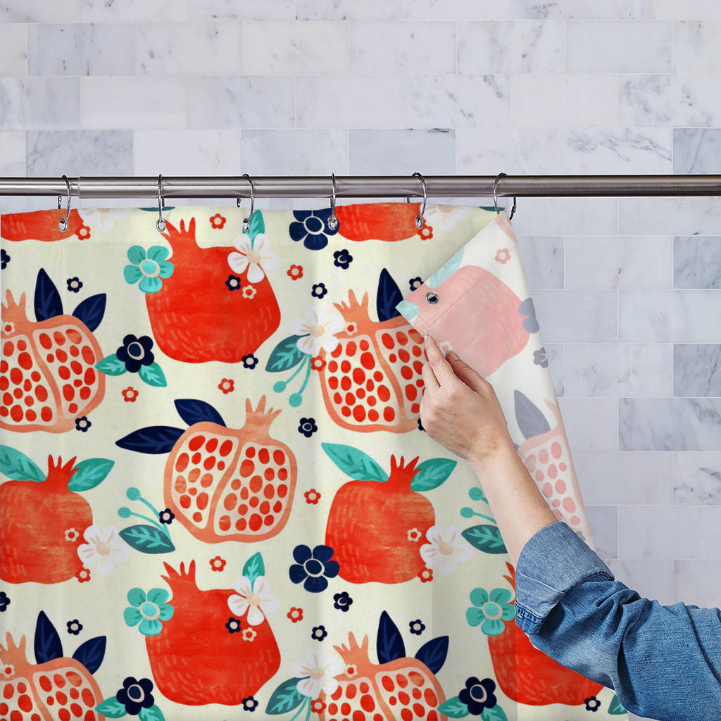 Pomegranate Pattern D2 Washable Waterproof Shower Curtain-Shower Curtains-CUR_SH_EL-IC 5015397 IC 5015397, Ancient, Art and Paintings, Botanical, Floral, Flowers, Fruit and Vegetable, Fruits, Historical, Illustrations, Medieval, Nature, Patterns, Retro, Seasons, Vintage, Watercolour, pomegranate, pattern, d2, washable, waterproof, shower, curtain, watercolor, seamless, background, cute, illustration, simple, fall, field, forest, hand, painted, art, autumn, backdrop, beautiful, branch, cherries, classic, fer
