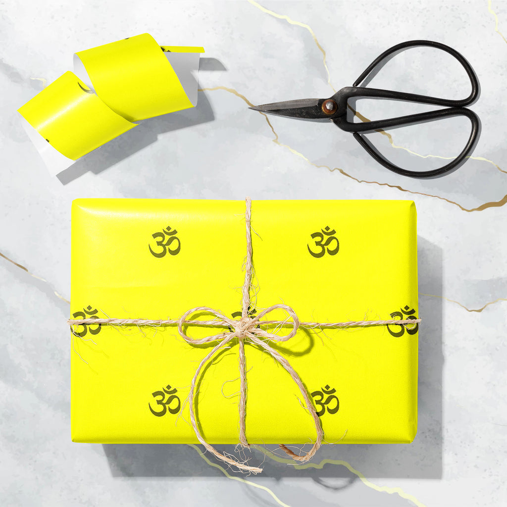 Om Signs on Yellow Art & Craft Gift Wrapping Paper-Wrapping Papers-WRP_PP-IC 5015401 IC 5015401, Abstract Expressionism, Abstracts, Art and Paintings, Buddhism, Culture, Digital, Digital Art, Ethnic, Graphic, Illustrations, Patterns, Religion, Religious, Sanskrit, Semi Abstract, Signs, Signs and Symbols, Traditional, Tribal, World Culture, om, on, yellow, art, craft, gift, wrapping, paper, abstract, background, color, conscious, contemplation, curve, design, illustration, image, imagery, lifestyle, light, m