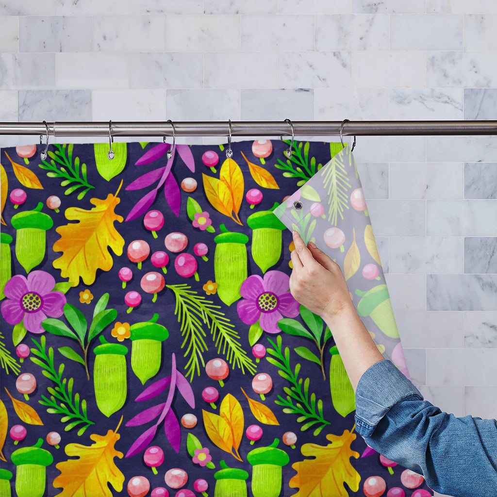 Watercolor Floral Pattern D9 Washable Waterproof Shower Curtain-Shower Curtains-CUR_SH_EL-IC 5015412 IC 5015412, Ancient, Art and Paintings, Botanical, Floral, Flowers, Historical, Illustrations, Medieval, Nature, Patterns, Retro, Seasons, Vintage, Watercolour, watercolor, pattern, d9, washable, waterproof, shower, curtain, fern, acorn, applique, art, autumn, backdrop, background, beautiful, berries, branch, cherries, classic, cute, cutout, day, dry, fall, field, folliage, forest, garden, green, hand, herba