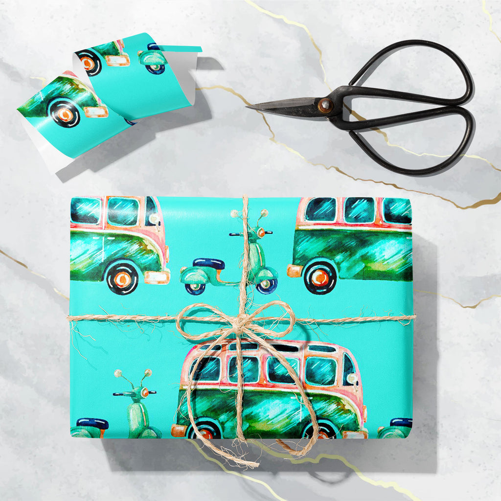 Hippie Camper Van and Scooter Art & Craft Gift Wrapping Paper-Wrapping Papers-WRP_PP-IC 5015416 IC 5015416, Ancient, Animated Cartoons, Art and Paintings, Automobiles, Bikes, Black and White, Caricature, Cars, Cartoons, Cities, City Views, Festivals, Festivals and Occasions, Festive, Hipster, Historical, Holidays, Illustrations, Medieval, Modern Art, Patterns, Retro, Signs, Signs and Symbols, Sports, Symbols, Transportation, Travel, Urban, Vehicles, Vintage, Watercolour, White, hippie, camper, van, and, sco