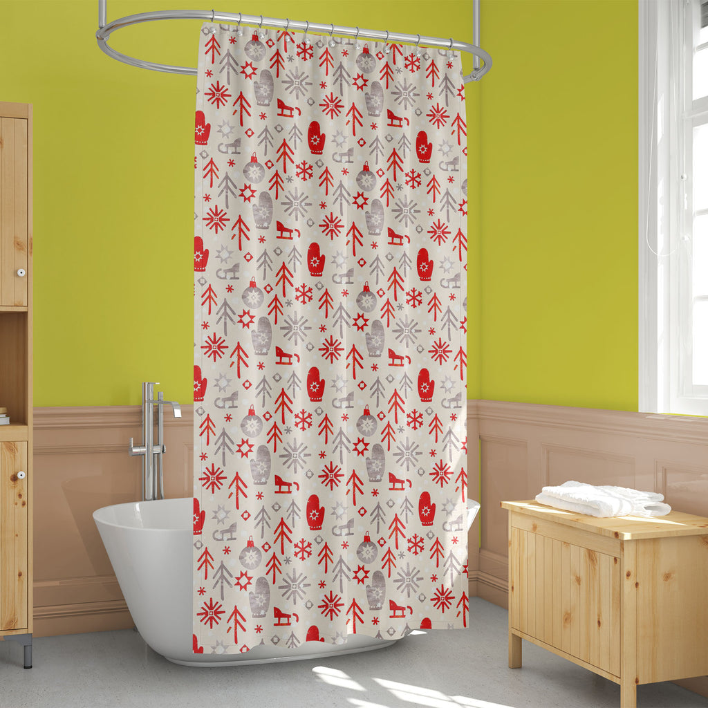 Winter Christmas Pattern D5 Washable Waterproof Shower Curtain-Shower Curtains-CUR_SH_EL-IC 5015424 IC 5015424, Ancient, Christianity, Culture, Ethnic, Geometric, Geometric Abstraction, Historical, Holidays, Medieval, Nature, Patterns, Retro, Scenic, Seasons, Traditional, Tribal, Vintage, World Culture, winter, christmas, pattern, d5, washable, waterproof, shower, curtain, background, seamless, lino, tree, burgundy, cut, cute, paper, print, red, shabby, simple, texture, backdrop, beige, card, cold, flakes, 