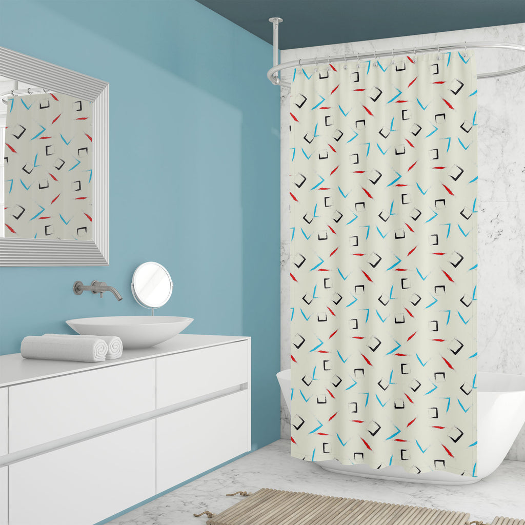 Colorful Geometric Strokes Washable Waterproof Shower Curtain-Shower Curtains-CUR_SH_EL-IC 5015425 IC 5015425, Abstract Expressionism, Abstracts, Animals, Black and White, Books, Chevron, Cross, Decorative, Digital, Digital Art, Drawing, Geometric, Geometric Abstraction, Graphic, Illustrations, Modern Art, Patterns, Scandinavian, Semi Abstract, Signs, Signs and Symbols, Triangles, White, colorful, strokes, washable, waterproof, shower, curtain, shape, random, small, basic, design, ditsy, geo, scribble, mode