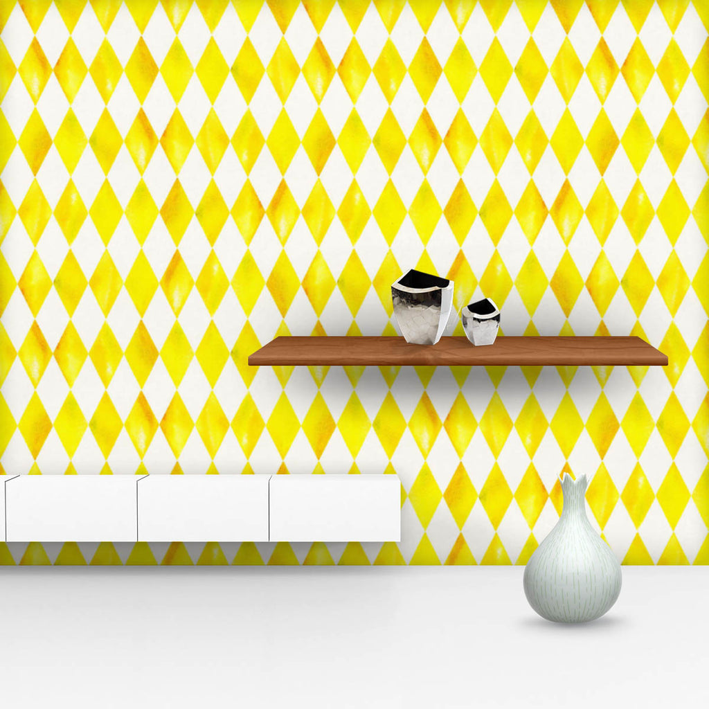 Yellow Geometric Pattern Wallpaper Roll-Wallpapers Peel & Stick-WAL_PA-IC 5015451 IC 5015451, Abstract Expressionism, Abstracts, Geometric, Geometric Abstraction, Patterns, Semi Abstract, Watercolour, yellow, pattern, wallpaper, roll, watercolor, background, circus, harlequin, seamless, trendy, abstract, argyle, backdrop, blending, bright, color, lemon, paint, paper, rhombus, shape, simple, texture, wash, artzfolio, wallpapers for bedroom, wall papers full sheet for living room, wallpapers for home, pvc wal