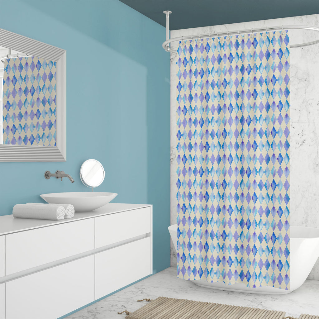Blue Geometric Pattern Washable Waterproof Shower Curtain-Shower Curtains-CUR_SH_EL-IC 5015453 IC 5015453, Abstract Expressionism, Abstracts, Geometric, Geometric Abstraction, Patterns, Semi Abstract, Watercolour, blue, pattern, washable, waterproof, shower, curtain, watercolor, background, circus, abstract, argyle, backdrop, blending, bright, color, harlequin, paint, paper, purple, rhombus, seamless, shape, simple, texture, trendy, wallpaper, wash, artzfolio, shower curtain, bathroom curtain, eyelet shower