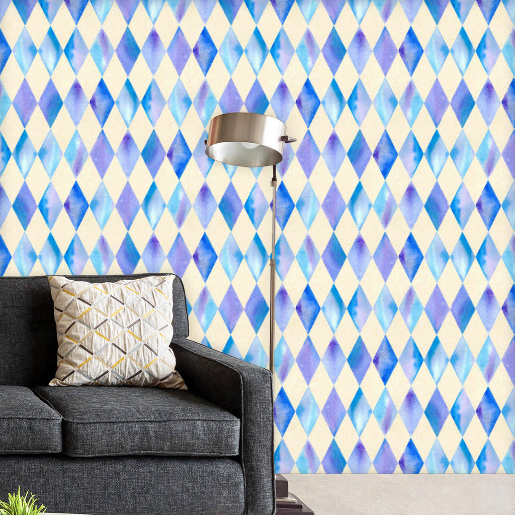 Blue Geometric Pattern Wallpaper Roll-Wallpapers Peel & Stick-WAL_PA-IC 5015453 IC 5015453, Abstract Expressionism, Abstracts, Geometric, Geometric Abstraction, Patterns, Semi Abstract, Watercolour, blue, pattern, wallpaper, roll, watercolor, background, circus, abstract, argyle, backdrop, blending, bright, color, harlequin, paint, paper, purple, rhombus, seamless, shape, simple, texture, trendy, wash, artzfolio, wallpapers for bedroom, wall papers full sheet for living room, wallpapers for home, pvc wallpa