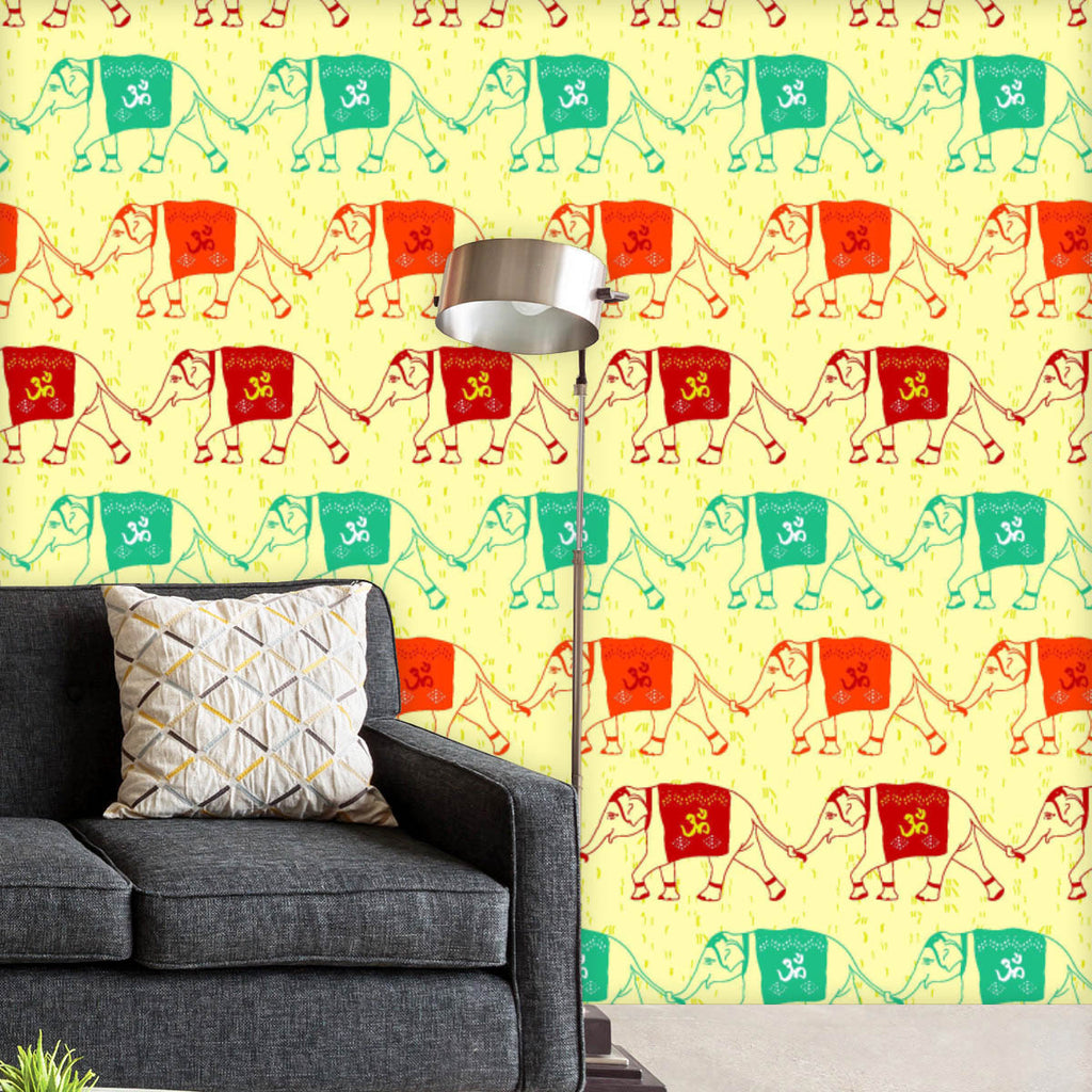 Elephants with Om Wallpaper Roll-Wallpapers Peel & Stick-WAL_PA-IC 5015469 IC 5015469, Abstract Expressionism, Abstracts, African, Ancient, Animals, Art and Paintings, Asian, Automobiles, Calligraphy, Culture, Ethnic, Family, Festivals and Occasions, Festive, Historical, Illustrations, Indian, Mandala, Medieval, Patterns, Persian, Religion, Religious, Retro, Sanskrit, Semi Abstract, Signs, Signs and Symbols, Sketches, Symbols, Traditional, Transportation, Travel, Tribal, Vehicles, Vintage, World Culture, el