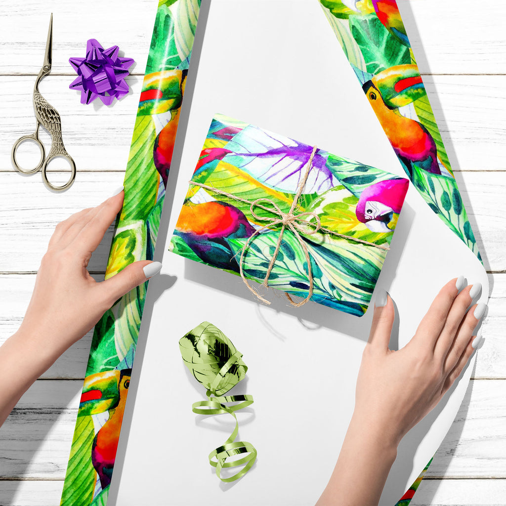 Watercolor Parrots on Tropical Leaves Art & Craft Gift Wrapping Paper-Wrapping Papers-WRP_PP-IC 5015470 IC 5015470, Animals, Art and Paintings, Birds, Black and White, Drawing, Illustrations, Mexican, Nature, Patterns, Pets, Scenic, Signs, Signs and Symbols, Tropical, Watercolour, White, Wildlife, watercolor, parrots, on, leaves, art, craft, gift, wrapping, paper, animal, seamless, pattern, australia, exotic, begonia, illustration, jungle, mexico, new, toucan, australian, background, bird, bright, calathea,