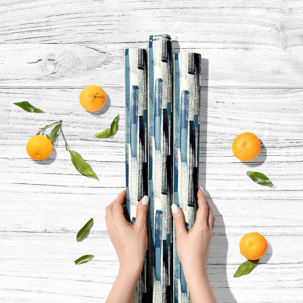 Hand Drawn Paint Strokes Art & Craft Gift Wrapping Paper-Wrapping Papers-WRP_PP-IC 5015490 IC 5015490, Abstract Expressionism, Abstracts, Art and Paintings, Drawing, Fashion, Illustrations, Modern Art, Patterns, Semi Abstract, Watercolour, hand, drawn, paint, strokes, art, craft, gift, wrapping, paper, pattern, indigo, brush, painterly, stroke, seamless, abstract, print, blue, line, texture, vector, watercolor, freehand, swatch, textile, aquarelle, artistic, backdrop, background, color, colorful, dark, elem