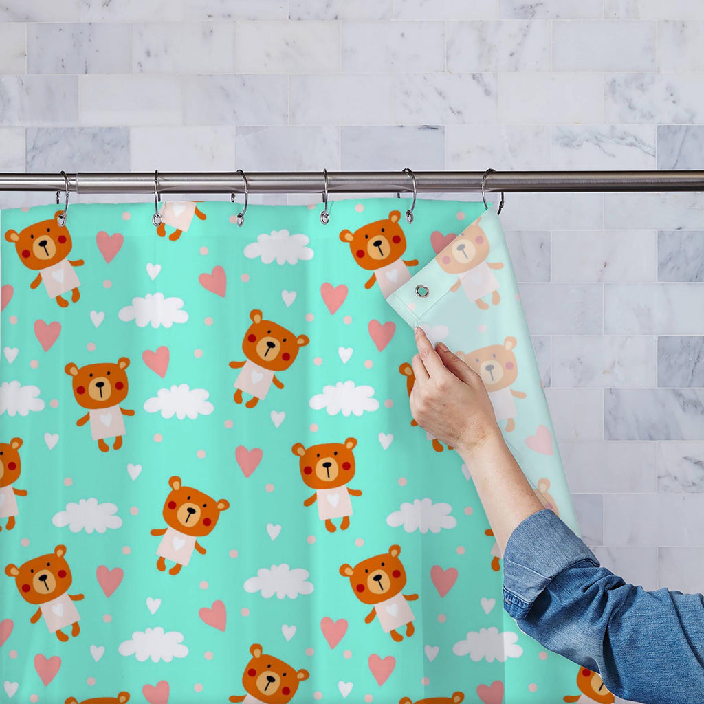 Teddy Bear D1 Washable Waterproof Shower Curtain-Shower Curtains-CUR_SH_EL-IC 5015501 IC 5015501, Animals, Animated Cartoons, Art and Paintings, Baby, Caricature, Cartoons, Children, Decorative, Fashion, Hearts, Illustrations, Kids, Love, Modern Art, Patterns, Romance, Signs, Signs and Symbols, teddy, bear, d1, washable, waterproof, shower, curtain, childhood, pattern, adorable, animal, background, beautiful, beauty, card, cartoon, character, charming, cheerful, child, childish, collection, cute, decor, dec