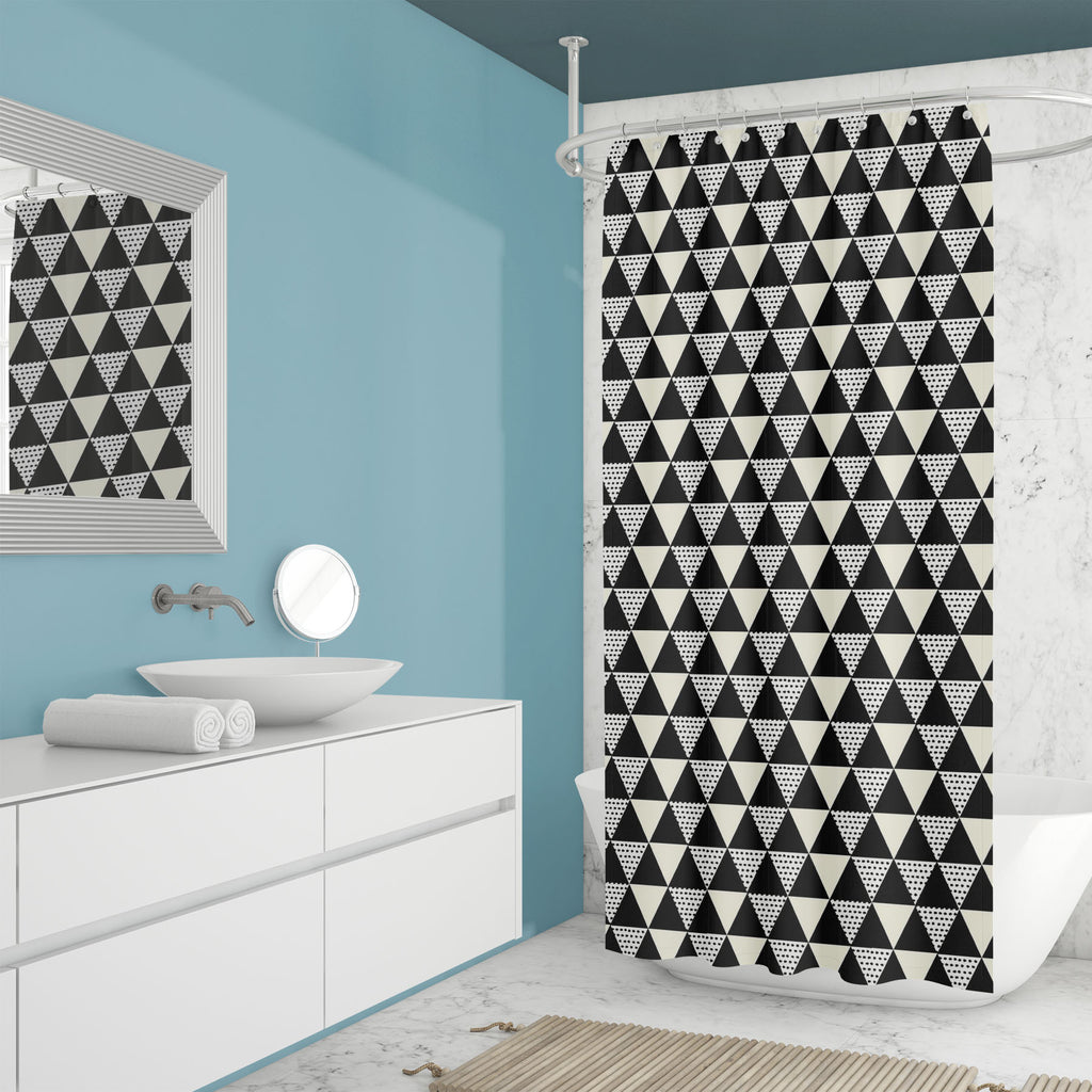 Abstract Black Geometric Pattern Washable Waterproof Shower Curtain - Shower Curtains - ArtzFolio.com