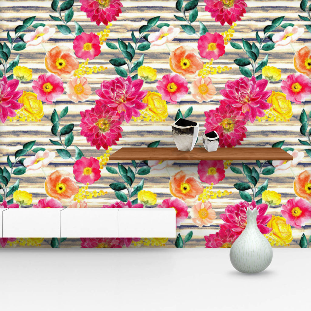 Abstract Peony Flowers Wallpaper Roll - Wallpapers Peel & Stick - ArtzFolio.com