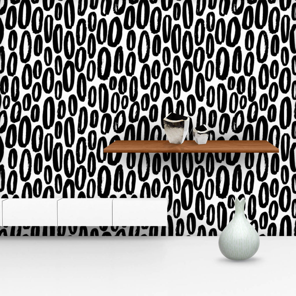 Black & White Oval Shapes Wallpaper Roll-Wallpapers Peel & Stick-WAL_PA-IC 5015524 IC 5015524, Abstract Expressionism, Abstracts, Ancient, Black, Black and White, Digital, Digital Art, Drawing, Geometric, Geometric Abstraction, Gouache, Graphic, Historical, Illustrations, Medieval, Patterns, Semi Abstract, Signs, Signs and Symbols, Vintage, White, oval, shapes, wallpaper, roll, abstract, artistic, backdrop, background, brush, cover, creative, decoration, design, dirty, drawn, drip, fabric, grunge, hand, ill