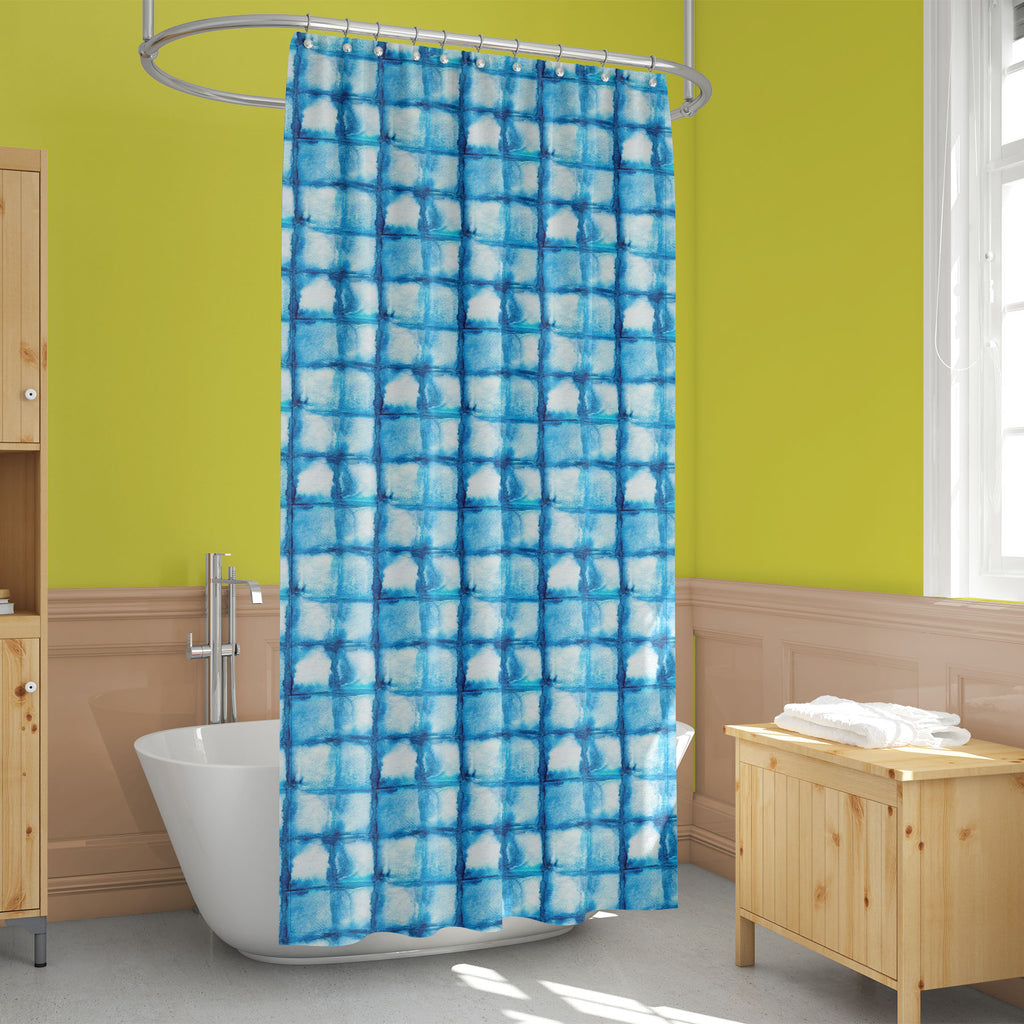 Shibori Indigo Colors D1 Washable Waterproof Shower Curtain-Shower Curtains-CUR_SH_EL-IC 5015527 IC 5015527, Abstract Expressionism, Abstracts, Art and Paintings, Black and White, Culture, Decorative, Ethnic, Fashion, Illustrations, Japanese, Paintings, Patterns, Retro, Semi Abstract, Shibori, Signs, Signs and Symbols, Traditional, Tribal, Watercolour, White, World Culture, indigo, colors, d1, washable, waterproof, shower, curtain, seamless, pattern, dye, abstract, tie, batik, design, grunge, textile, backg