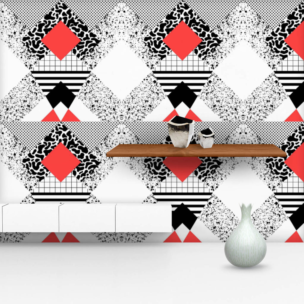 Modern Abstract D13 Wallpaper Roll-Wallpapers Peel & Stick-WAL_PA-IC 5015529 IC 5015529, 80s, Abstract Expressionism, Abstracts, Art and Paintings, Black, Black and White, Cubism, Decorative, Digital, Digital Art, Fashion, Geometric, Geometric Abstraction, Graphic, Hipster, Illustrations, Minimalism, Modern Art, Patterns, Semi Abstract, Signs, Signs and Symbols, Triangles, White, modern, abstract, d13, wallpaper, roll, pattern, memphis, style, avant, cool, bauhaus, fabric, garde, seamless, textile, art, bac