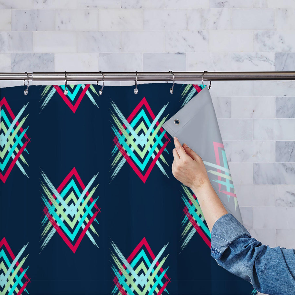 Abstract Boho Chevron Washable Waterproof Shower Curtain - Shower Curtains - ArtzFolio.com