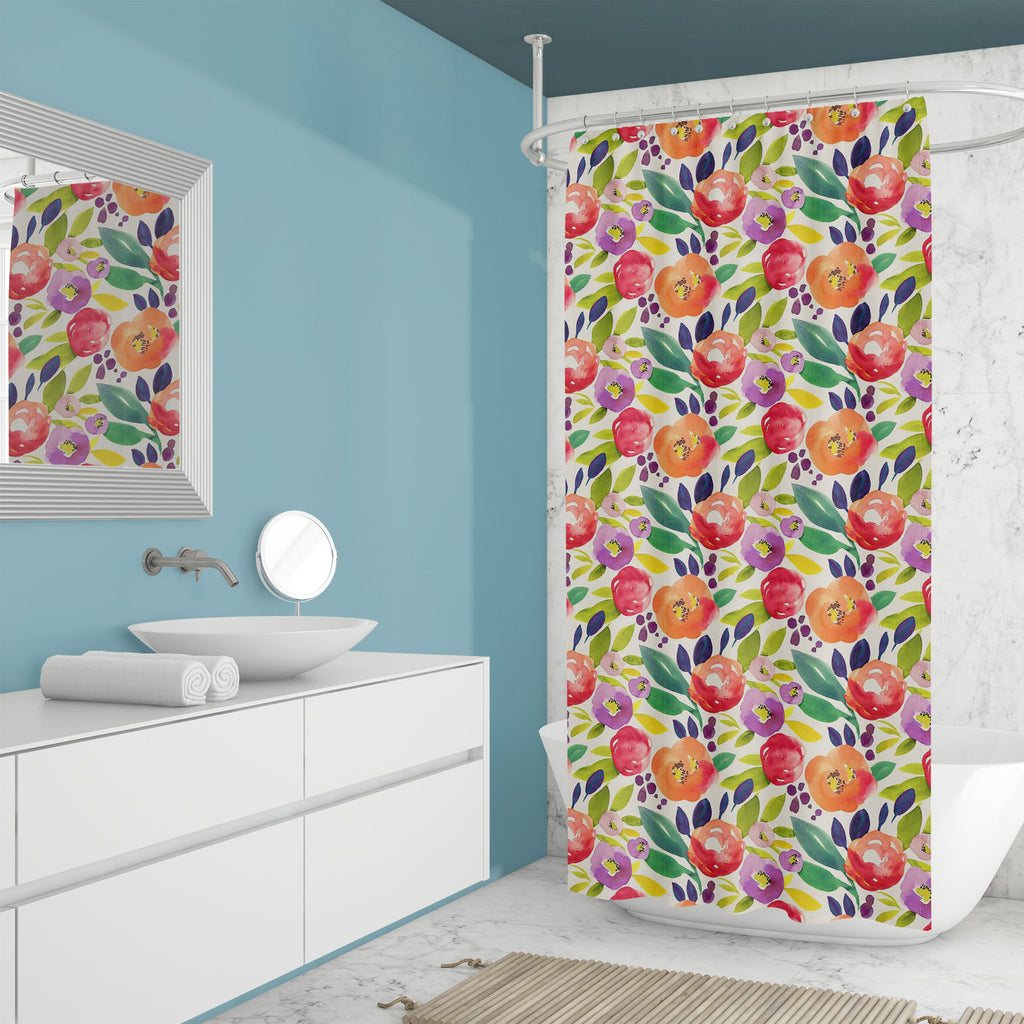 Floral Botanical Pattern D19 Washable Waterproof Shower Curtain-Shower Curtains-CUR_SH_EL-IC 5015535 IC 5015535, Ancient, Art and Paintings, Botanical, Floral, Flowers, Historical, Illustrations, Love, Medieval, Nature, Patterns, Retro, Romance, Seasons, Vintage, Watercolour, pattern, d19, washable, waterproof, shower, curtain, watercolor, paint, fall, seamless, background, art, illustration, winter, field, hand, leaf, classic, herbs, invitation, summer, trendy, wallpaper, autumn, backdrop, beautiful, berri